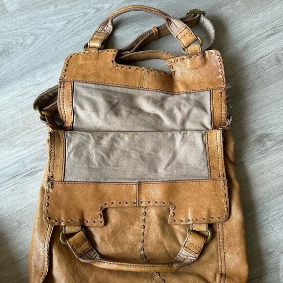 Vintage Y2K Lucky Brand Abbey Road Crossbody Purse - Sheep Leather - Camel Tan - Picture 3 of 11